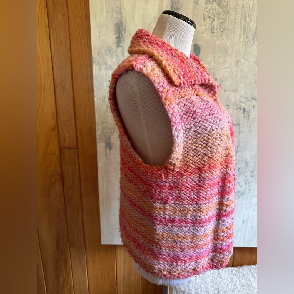 Handmade Multicolor Sweater Vest. Sunset Pastel Colors. Crochet. Sz. Large? - Picture 3 of 11